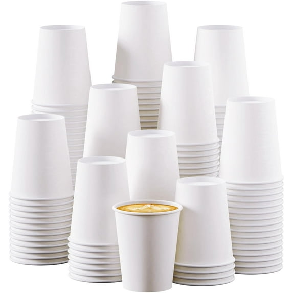 10 oz Disposable Coffee Paper Cups,270 Pack Hot Drinking Cups,White Paper Party Cups