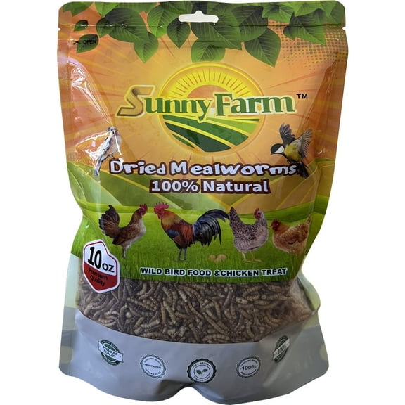 10 oz Dried mealworms, 100% Natural Non-GMO Meal Worms for Birds, Chicken Treats for Laying Hens
