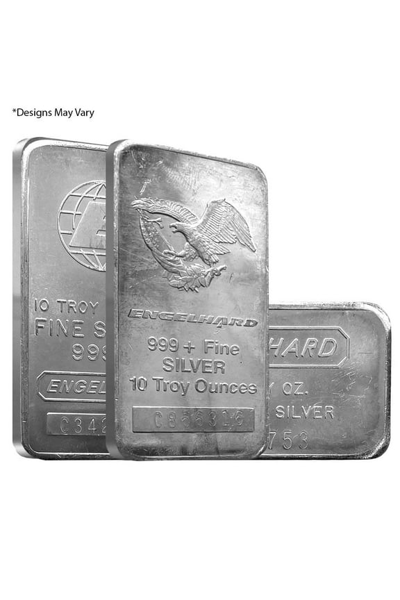 10 oz Engelhard Silver Vintage Bar .999 Fine (Random Design)