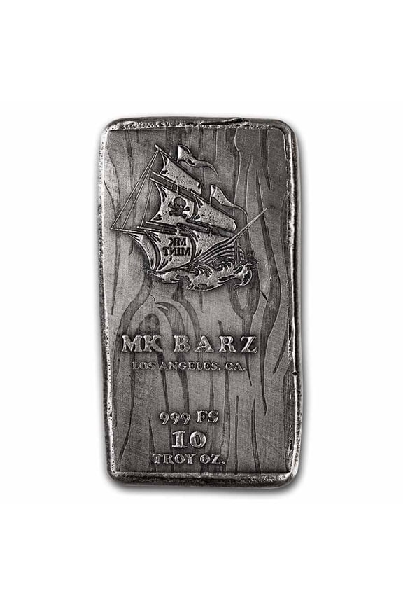 10 oz Hand Poured Silver Bar - Pirate Ship