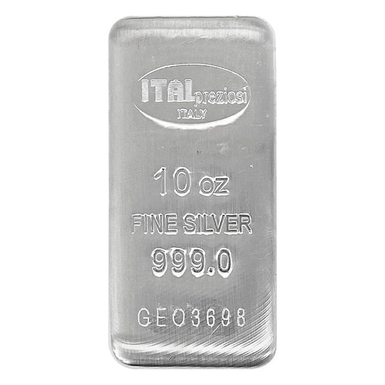 Italpreziosi 10 oz .999 Fine Silver Cast Bar, Serialized, Perfect