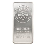 10 oz Johnson Matthey JM Republic National Bank Silver Vintage Bar .999 Fine