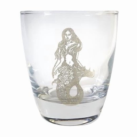 10 oz Mermaid Engraved Lowball Glass