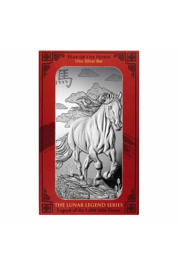 10 oz PAMP Suisse Silver Bar Lunar Horse (Envelope, Capsule)