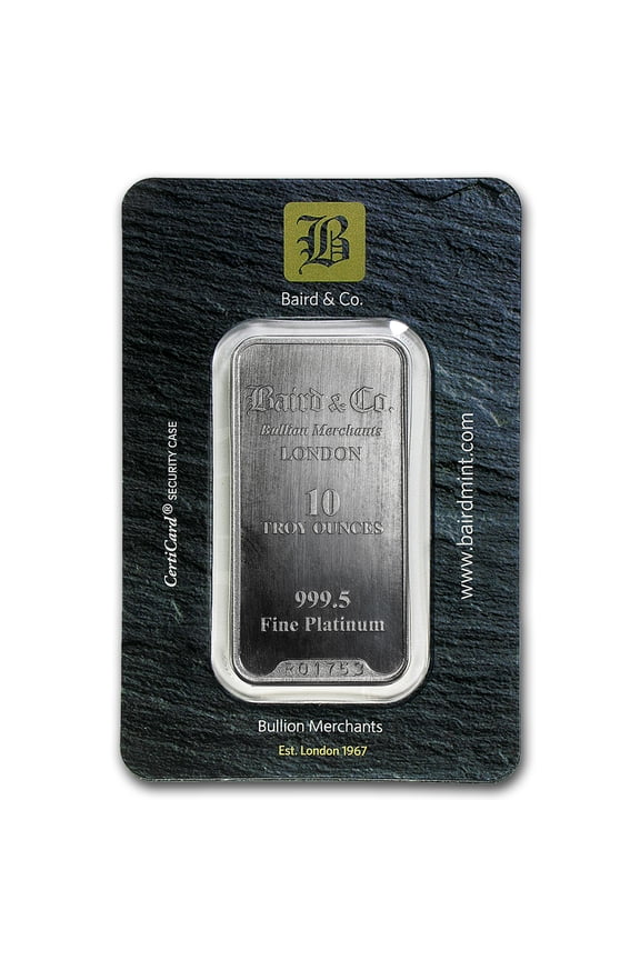 10 oz Platinum Bar - Baird & Co. (In Assay)