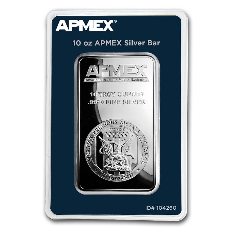 APMEX 10 oz Silver Bullion Bar - .999 Fine Silver in TEP Packaging