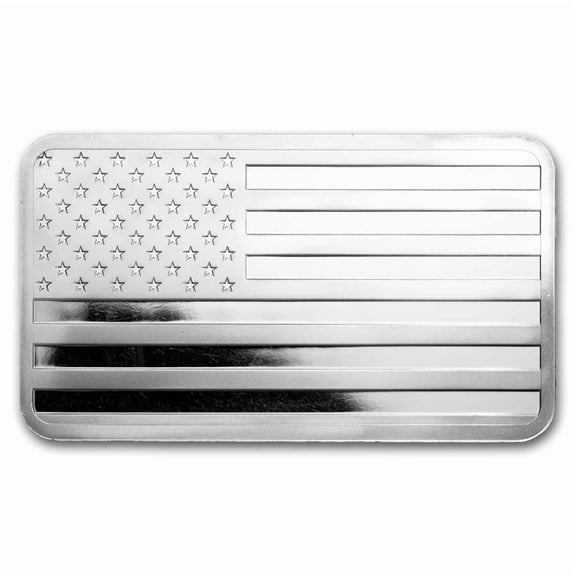 10 oz Silver Bar - American Flag Design (Eagle Back)