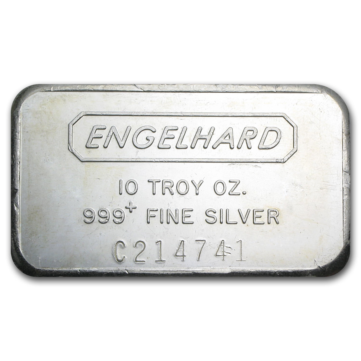 10 oz Silver Bar - Engelhard (Wide-Struck/Logo Back, C Prefix