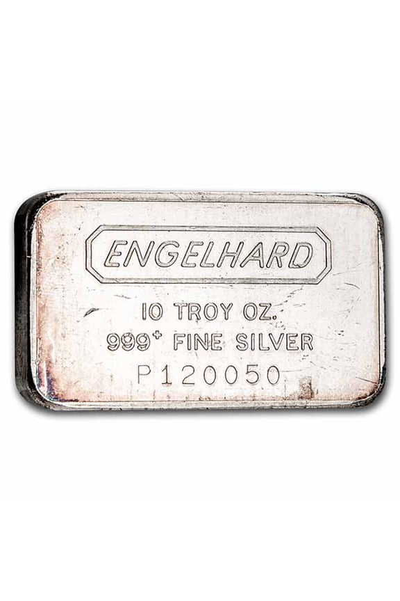 10 oz Silver Bar - Engelhard (Wide-Struck/Logo Back, "P" Prefix)