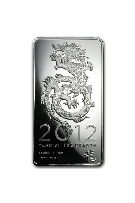 10 oz Silver Bar - OPM (2012 Year of the Dragon)