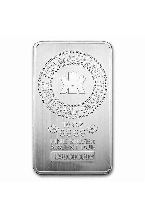 10 oz Silver Bar - Royal Canadian Mint (.9999 Fine, New Style)