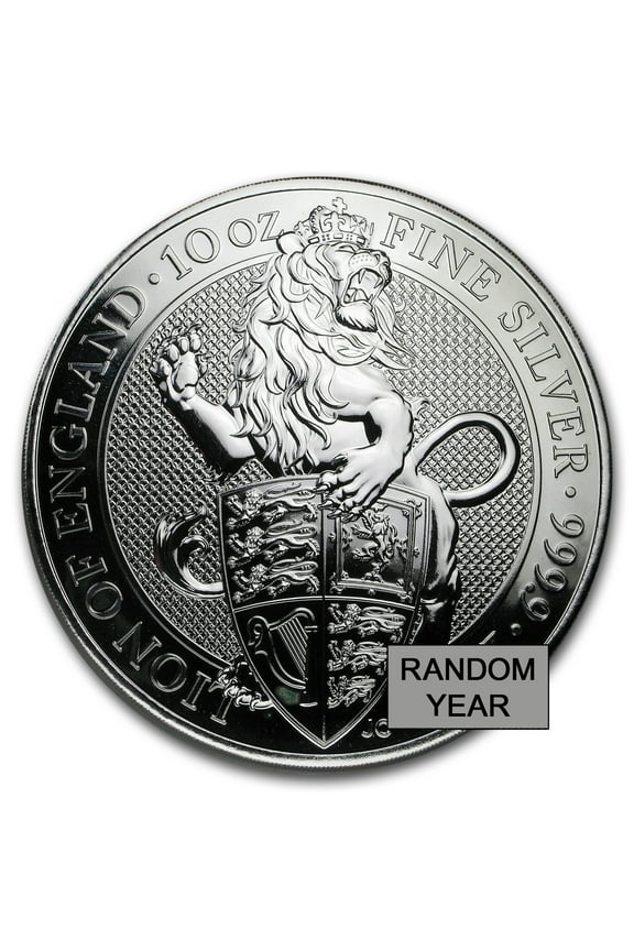 10 oz Silver Queen's Beasts (Random Year, Abrasions)
