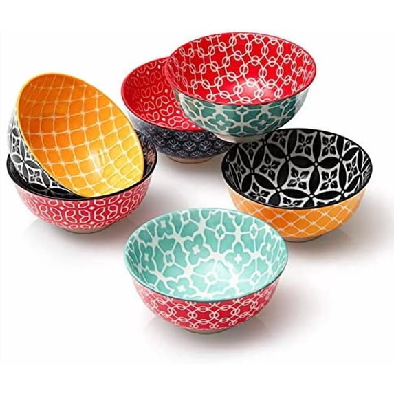 10 oz Small Bowls Set of 6 - Ceramic Ice Cream Bowls, Small Dessert Bowls for Cereal, Snacks, Dipping Bowl for Kirchen, Decorative Bowls, Dishware and Microwave Safe, Portion Control Bowl