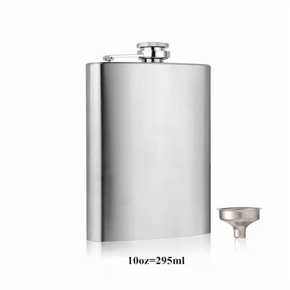 10 oz Stainless Steel Hip Flask with Funnel Pocket Hip Flask Alcohol Whiskey Hip Flask Screw Cap KC0139