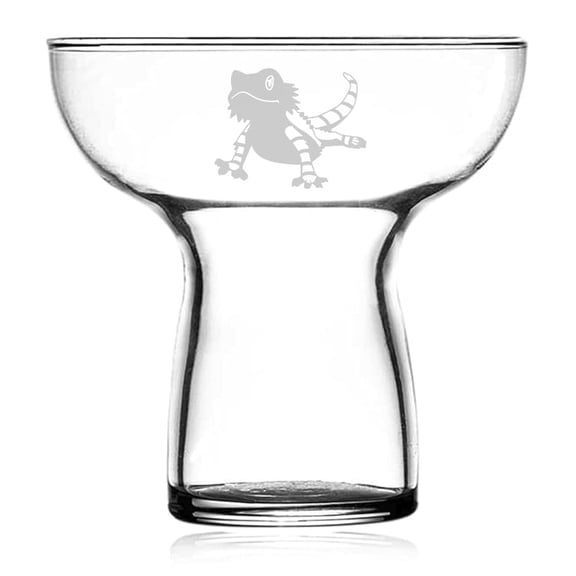 10 oz Stemless Margarita Cocktail Glass Gift Bearded Dragon Lizard