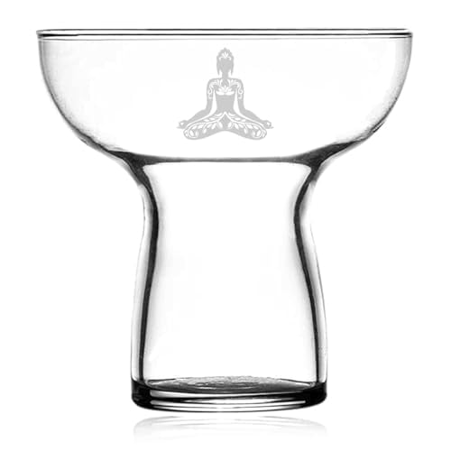 10 oz Stemless Margarita Cocktail Glass Gift Buddha Yoga lotus