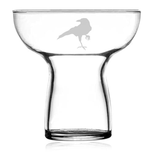 10 oz Stemless Margarita Cocktail Glass Gift Crow Raven Blackbird