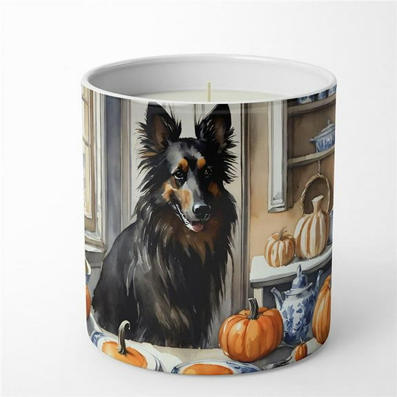 10 oz Unisex Belgian Sheepdog Fall Kitchen Pumpkins Decorative Soy Candle