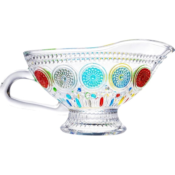10 oz Vintage Gravy Boat - Elegant and Practical - Glass Cream Pitcher for Saucer, DressingCreamer Milk