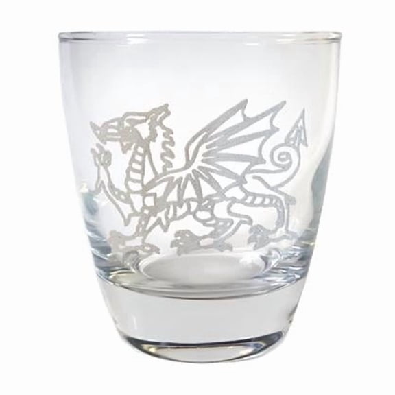10 oz Welsh Dragon Engraved Lowball Glass