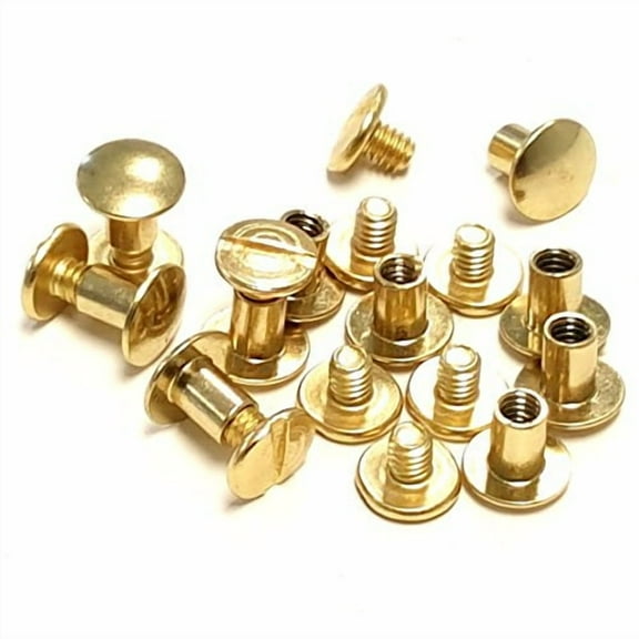 10 pack 1/2" Solid Brass Gold Chicago Screws Leather Repair Screw Post Fastener
