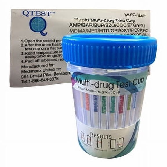 (10 pack) 12 Panel Multi Drug Test LOW CUT OFF Cup - QTEST (Includes ETG & FEN)