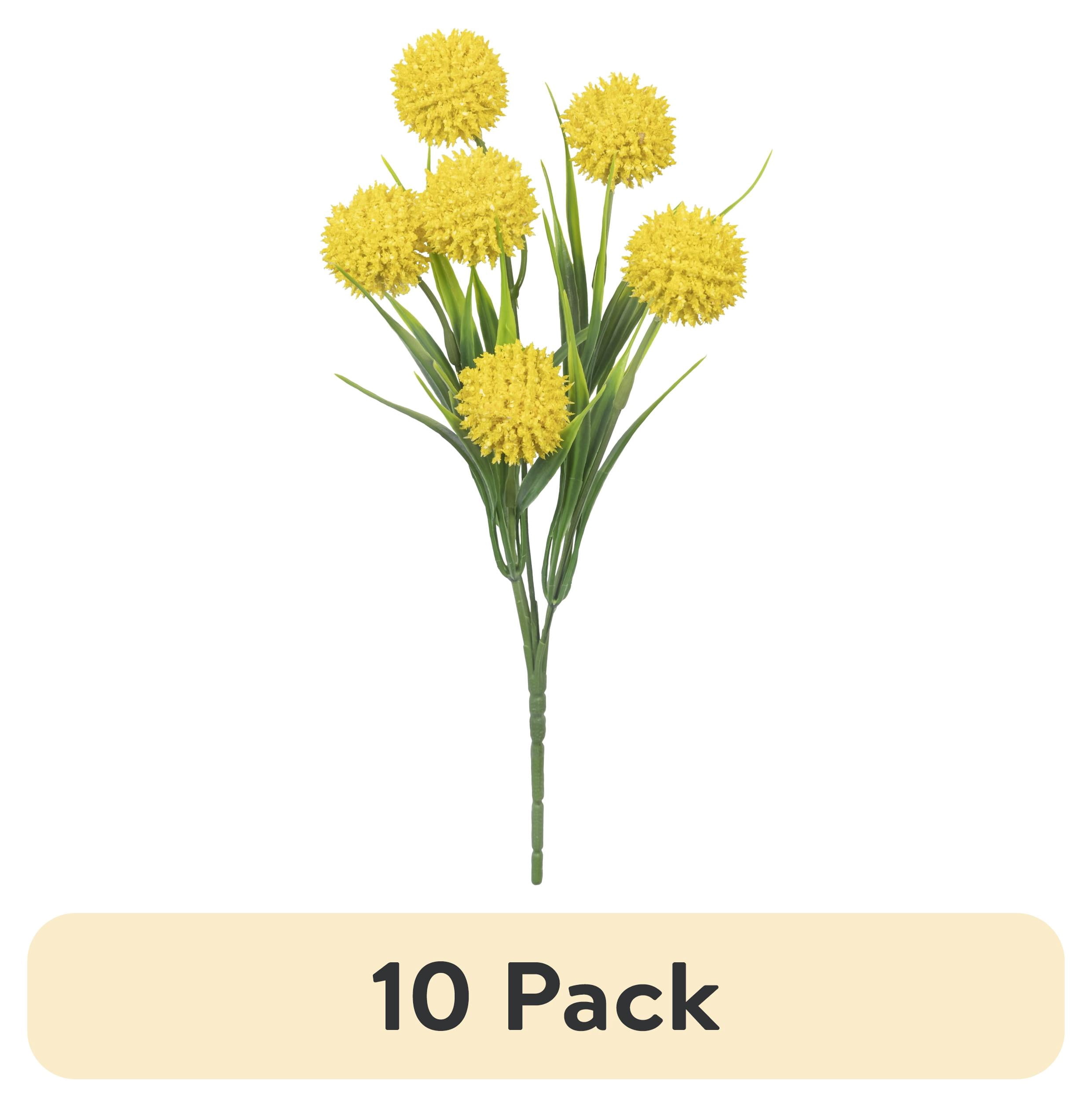 (10 pack) 12-inch Artificial Silk Yellow Billy Button Spring Pick, for ...