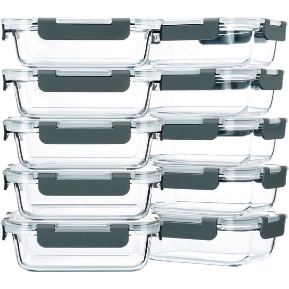 10-pack 22 Oz Glass Meal Prep Containers Food Storage With Lids Lunch ...
