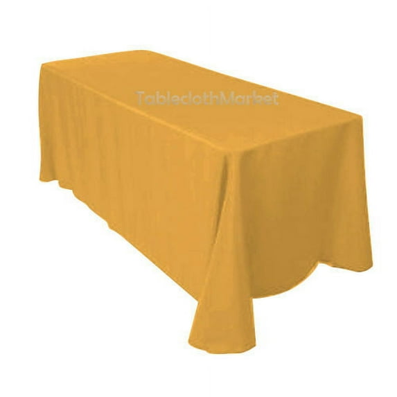 10 pack 90"×132" Tablecloths 100% Polyester 25 COLORS Wholesale Wedding Catering", (Color: Gold)