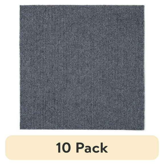 (10 pack) Achim Nexus Self Adhesive Polyester Carpet Tile - 12 Tiles/12 Sq. ft., 12 x 12, Smoke Gray