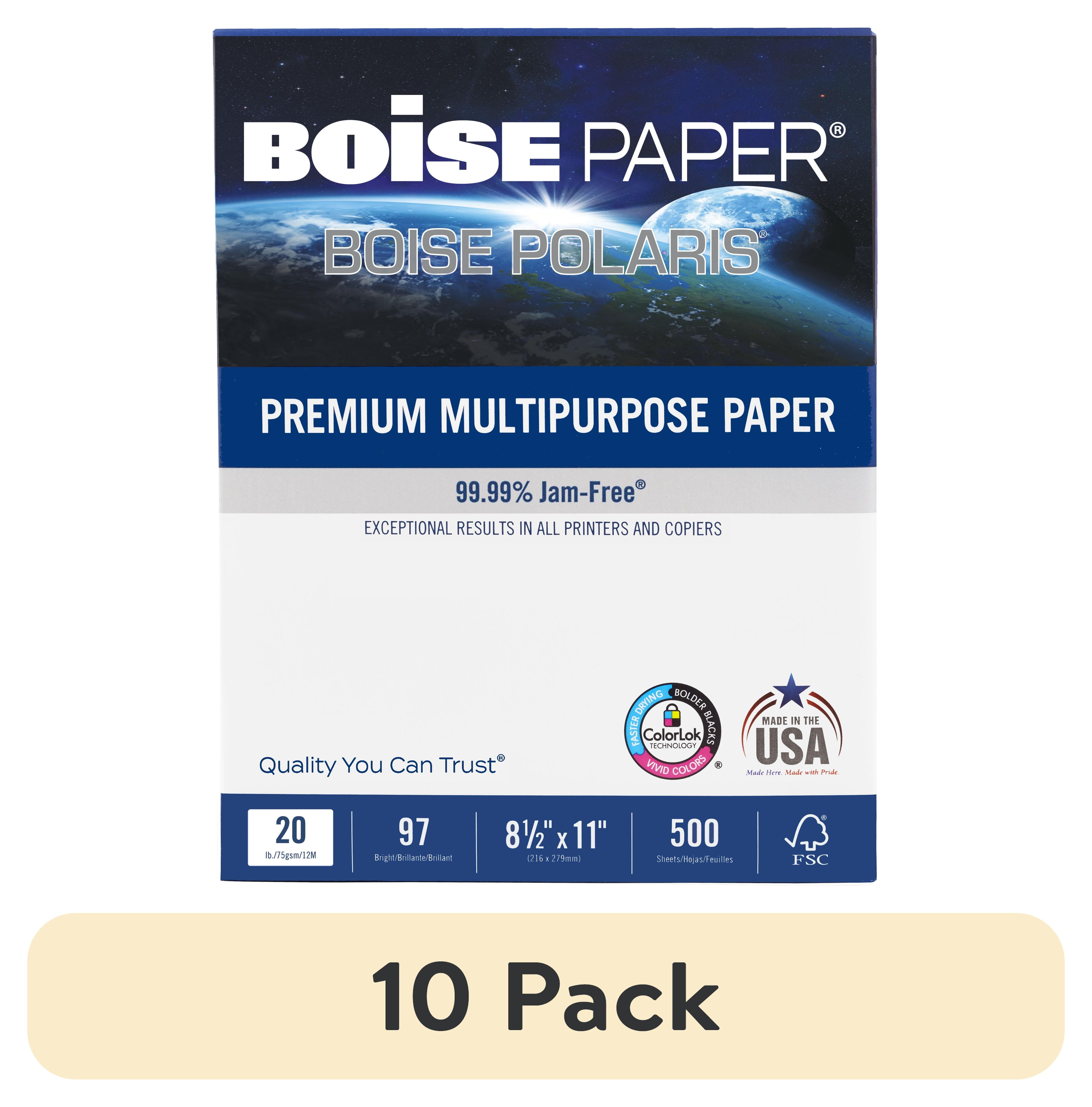 (10 pack) BOISE POLARIS Premium Multipurpose Copy Paper, 8.5" x 11" Letter, 97 Bright White, 20 lb., 1 Ream (500 Sheets)