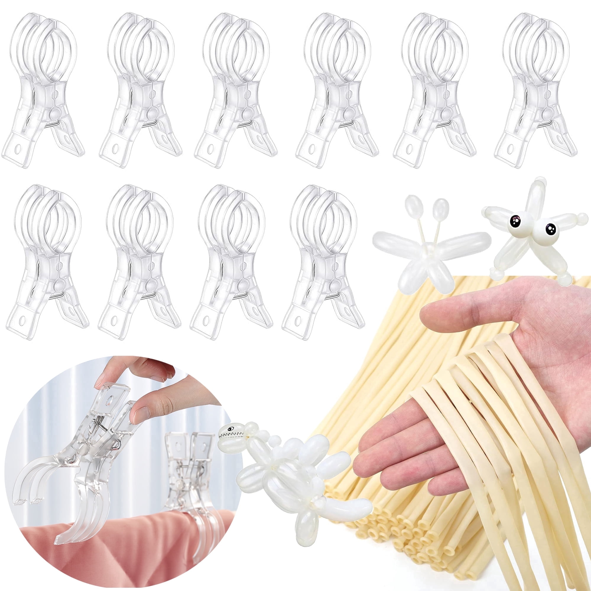 10 pack Balloon Arch Clips, 3.5 inch Clear Plastic Spring Clamps with ...