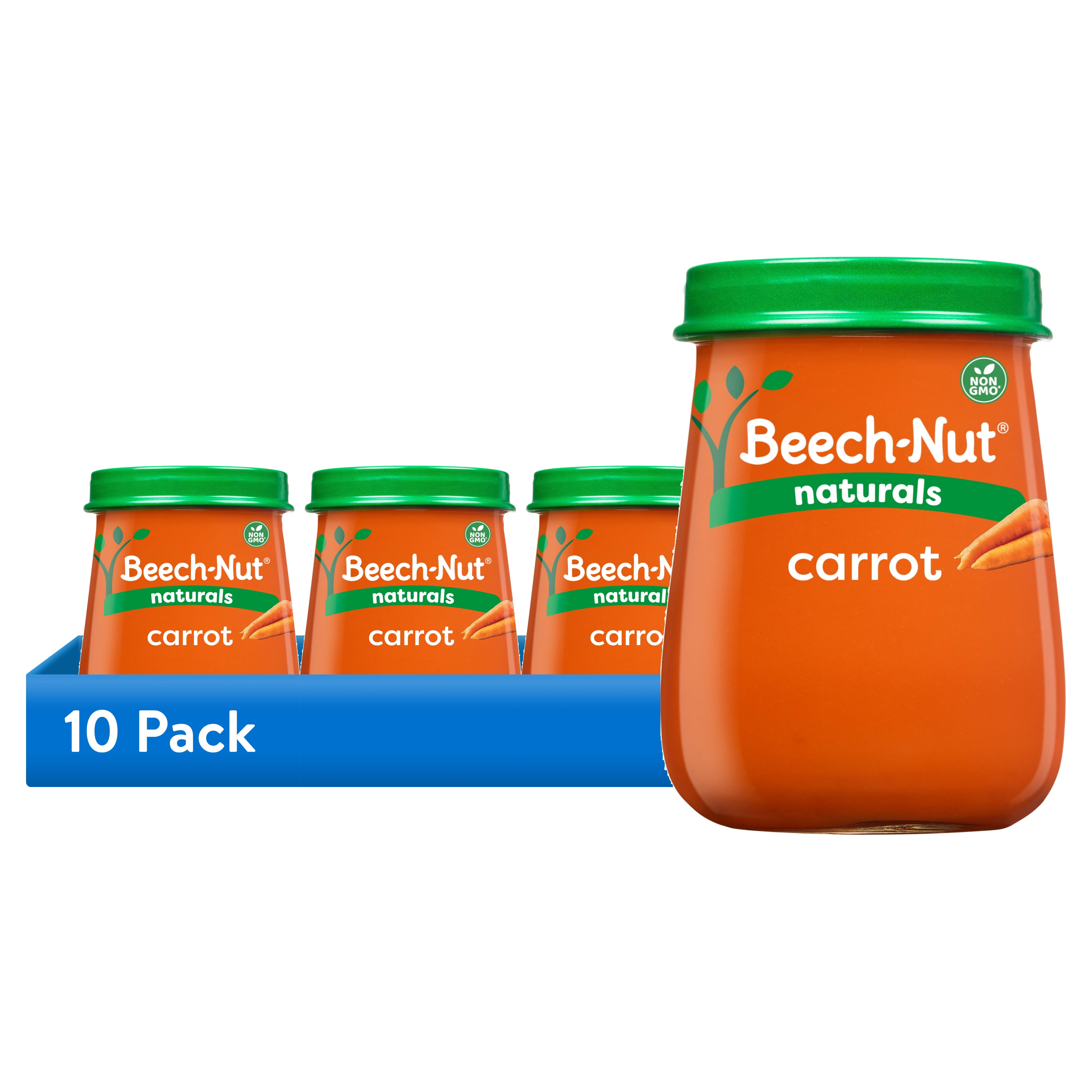 (10 pack) Beech-Nut Naturals Stage 1 Baby Food, Carrots, 4 oz Jar