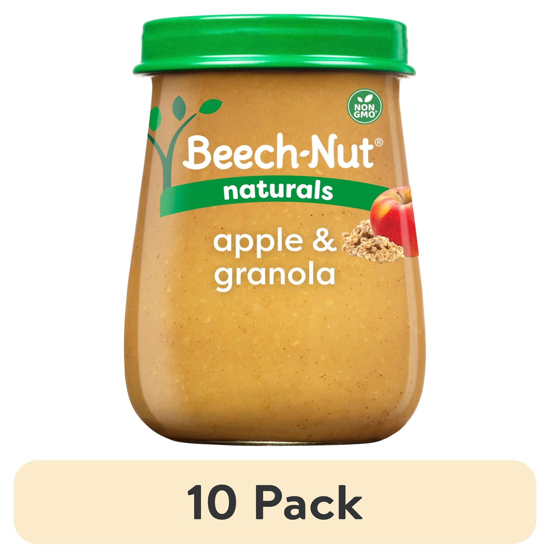 (10 pack) Beech-Nut Naturals Stage 2 Baby Food, Apple & Granola, 4 oz Jar