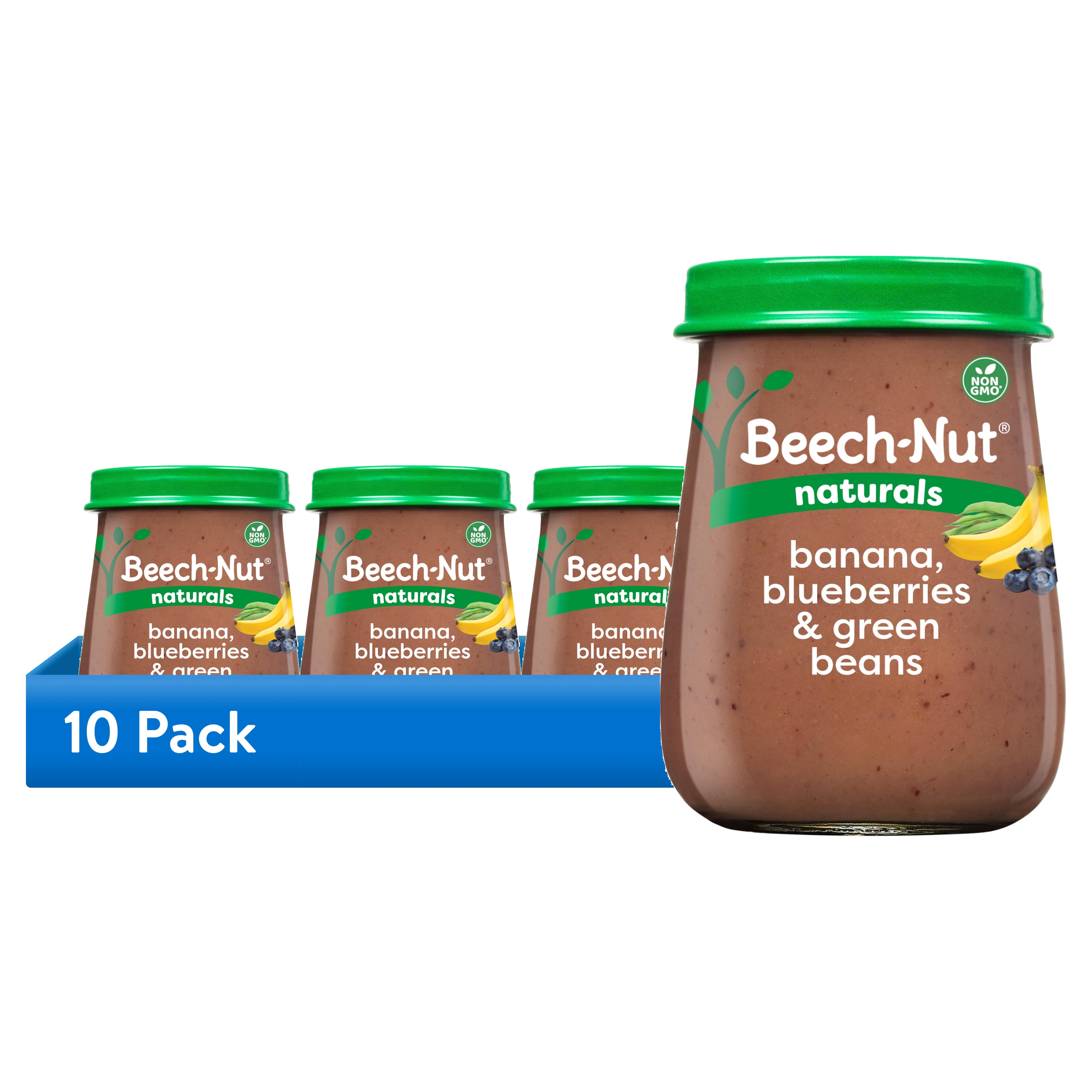 (10 pack) Beech-Nut Naturals Stage 2 Baby Food, Banana Blueberries & Green Beans, 4 oz Jar