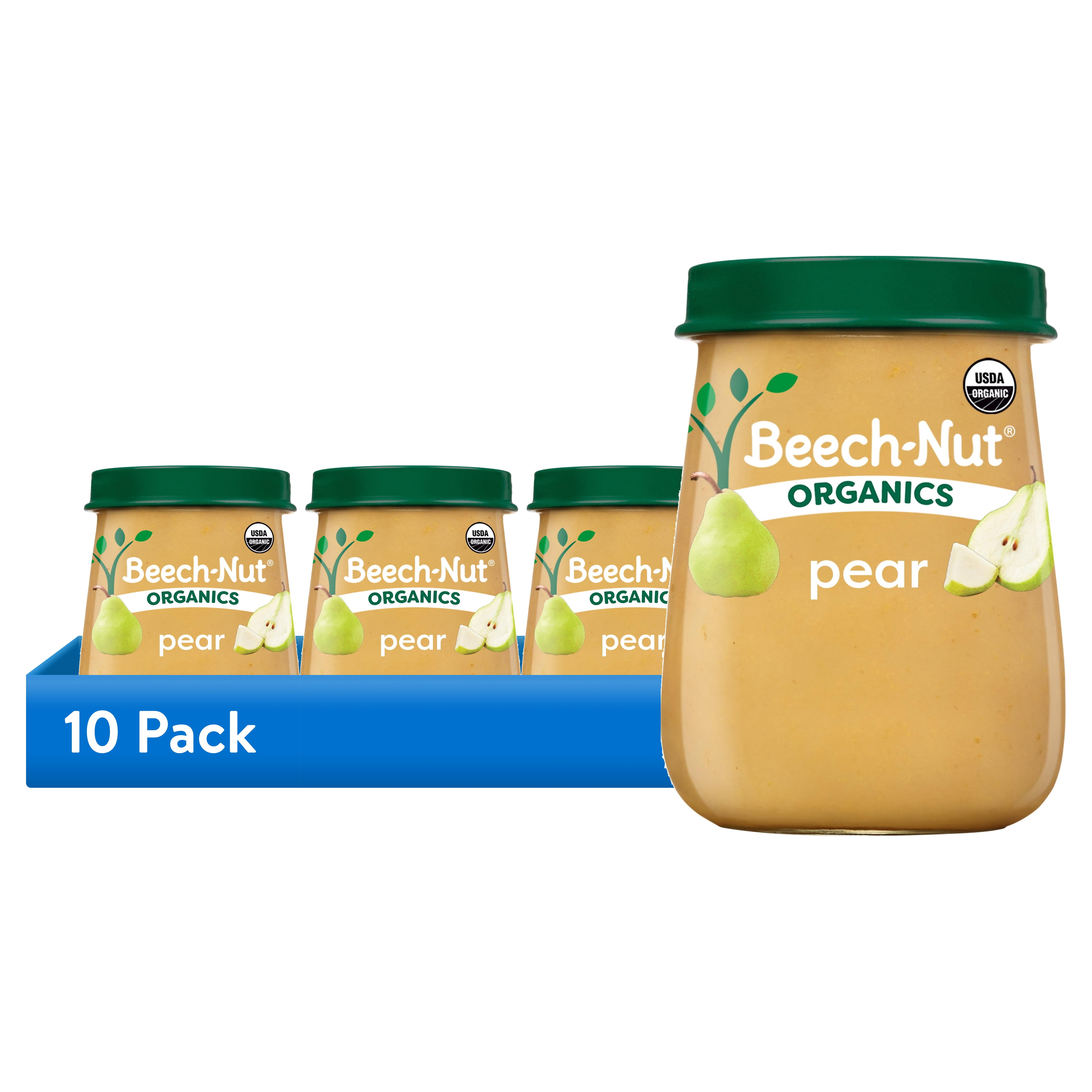 (10 pack) Beech-Nut Organics Stage 1 Organic Baby Food, Pear, 4 oz Jar ...