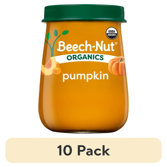 (10 pack) Beech-Nut Organics Stage 1 Organic Baby Food, Pumpkin, 4 oz Jar