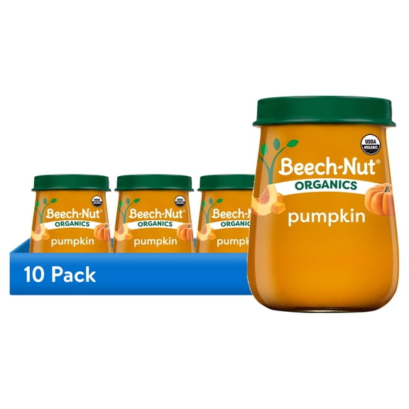 (10 pack) Beech-Nut Organics Stage 1 Organic Baby Food, Pumpkin, 4 oz Jar