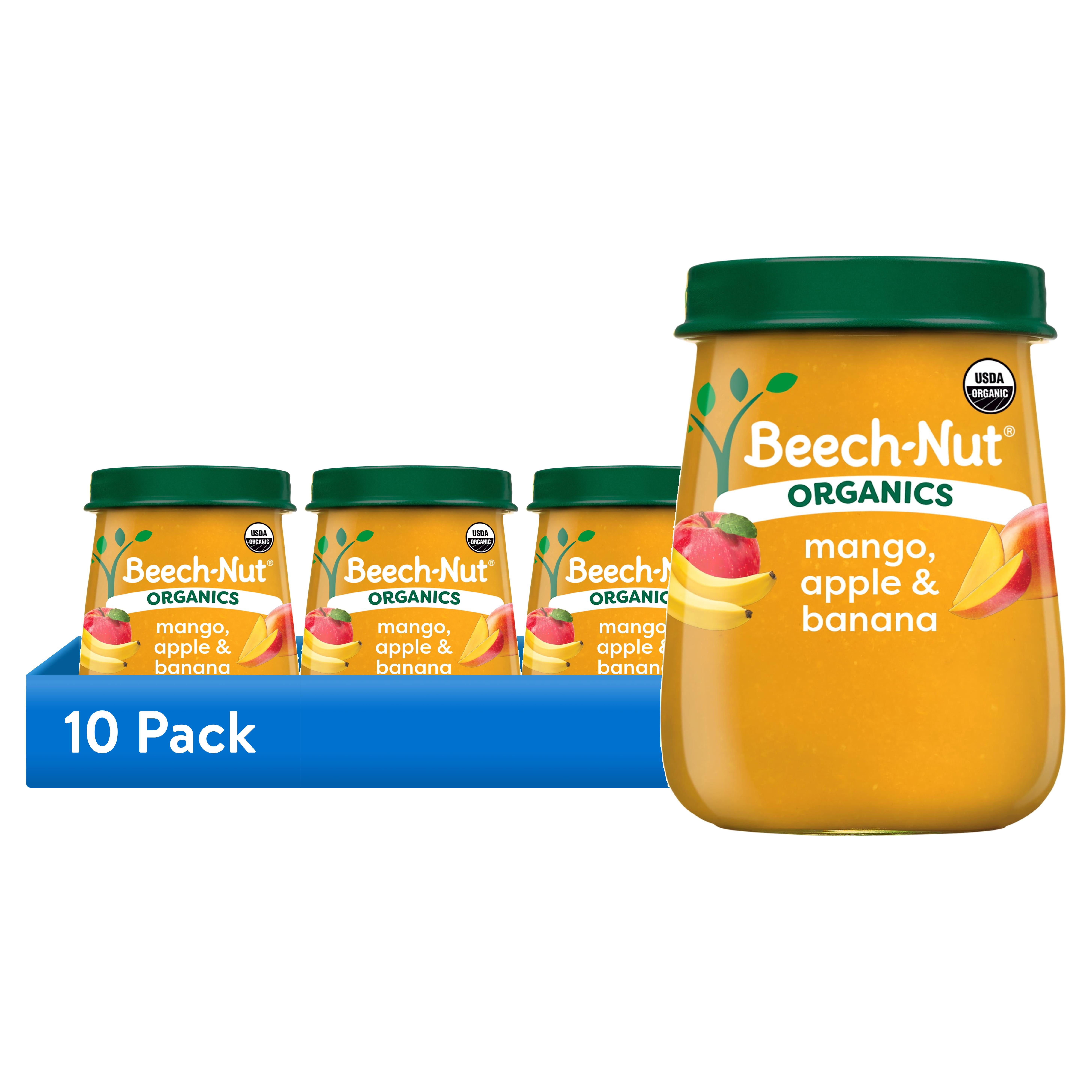 (10 pack) Beech-Nut Organics Stage 2 Organic Mango Apple & Banana Baby Food, 4 oz Jar