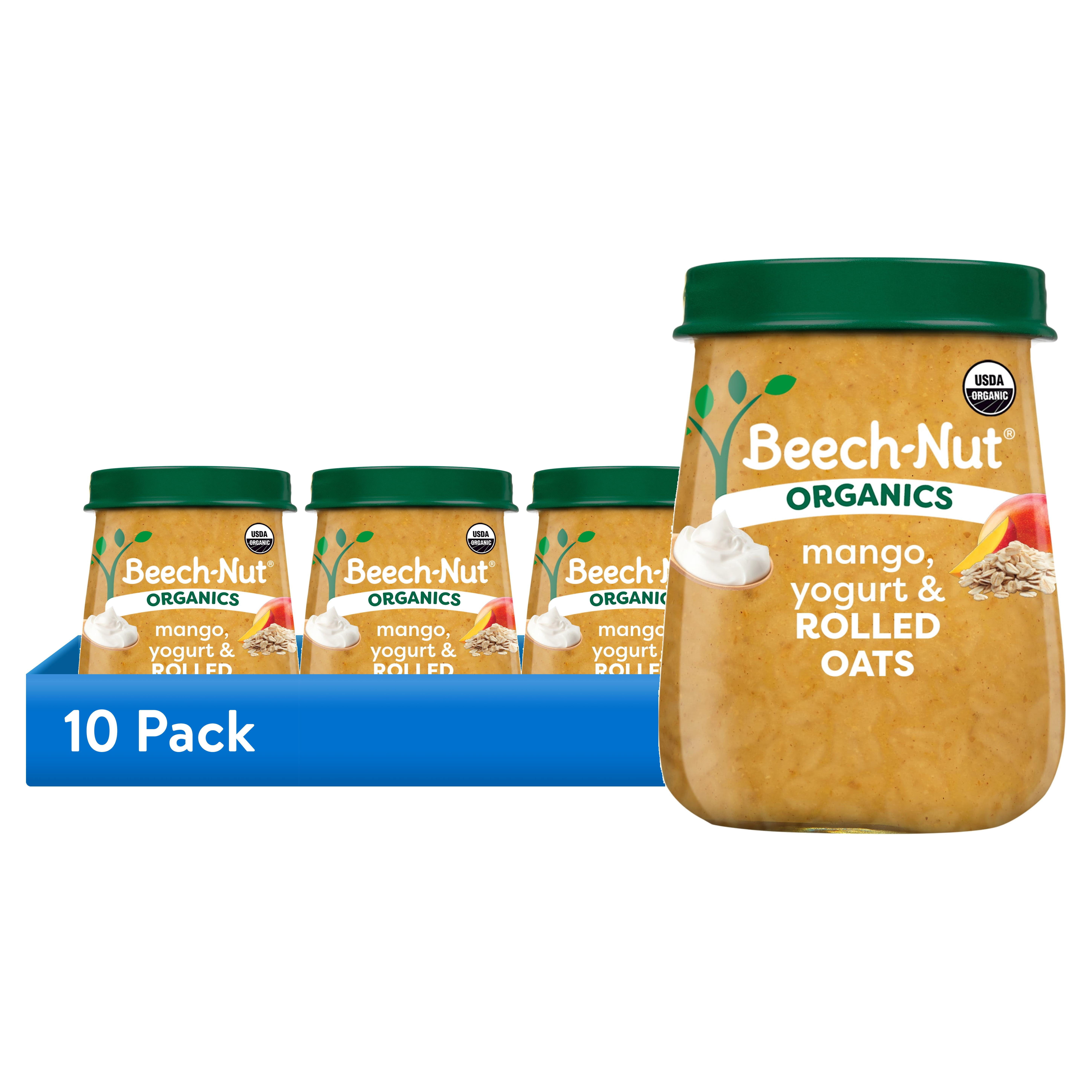 (10 pack) Beech-Nut Organics Stage 3 Organic Baby Food, Mango Yogurt & Oats, 4 oz Jar