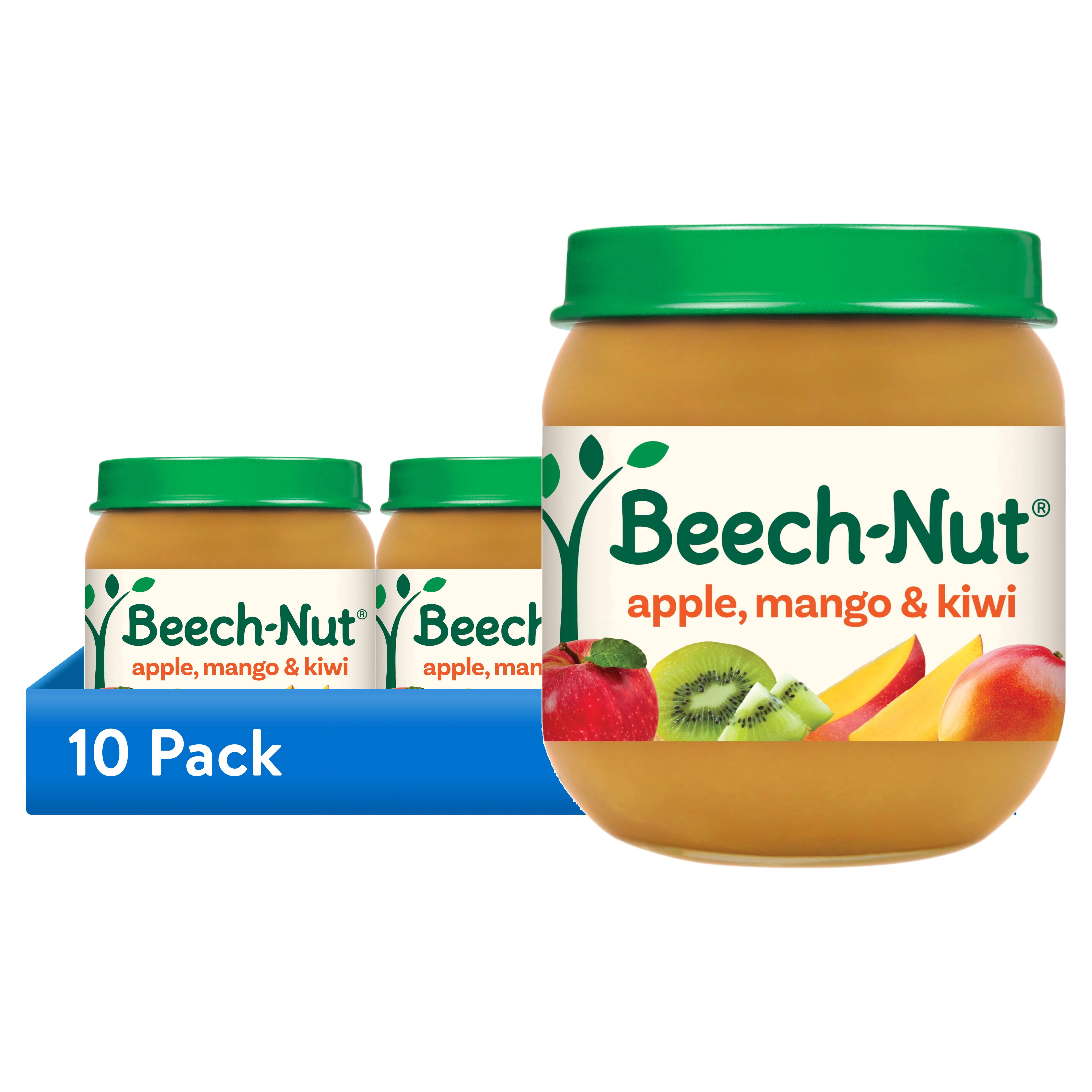 (10 pack) Beech-Nut Stage 2 Baby Food, Apple Mango & Kiwi, 4 oz Jar