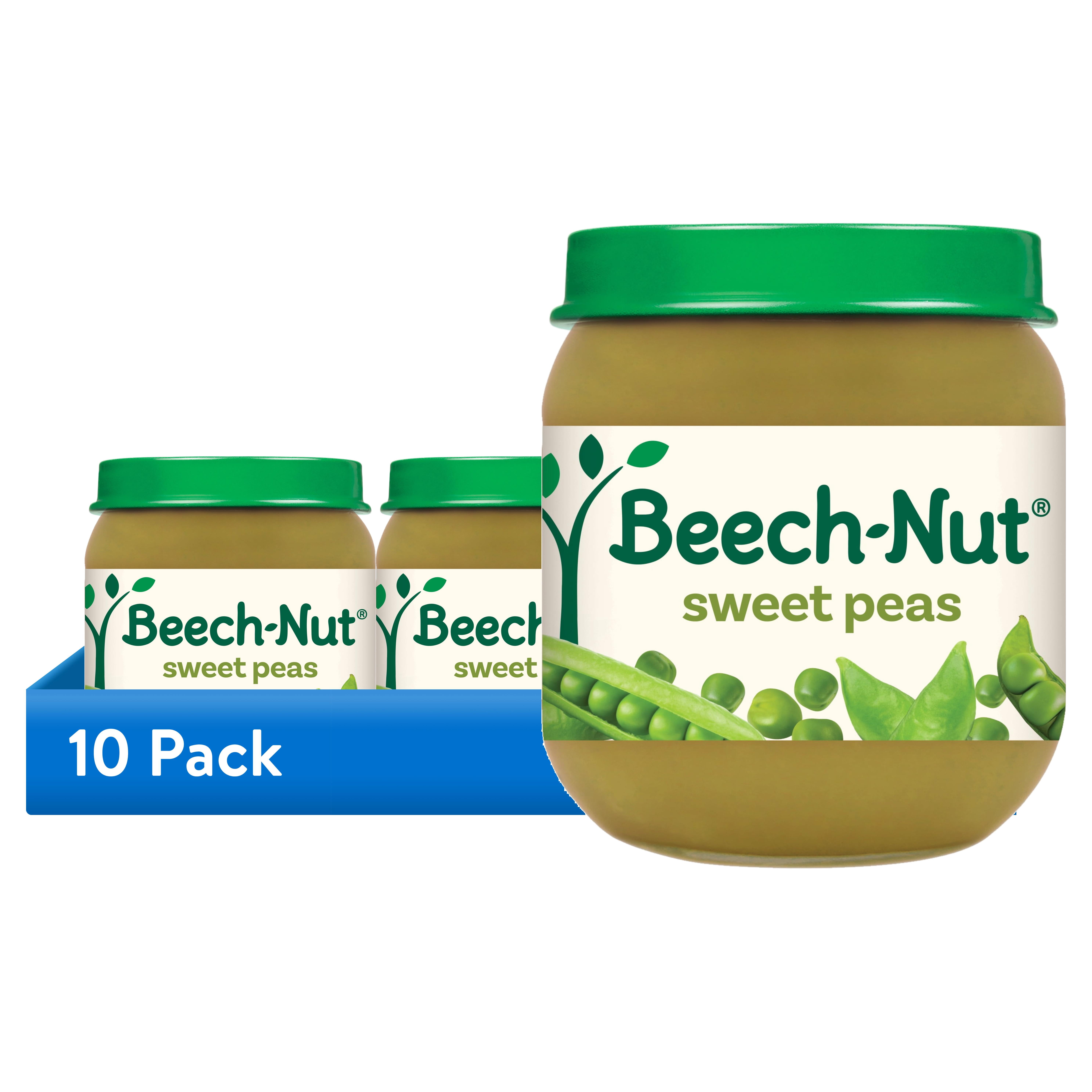 (10 pack) Beech-Nut Stage 2 Baby Food, Sweet Peas, 4 oz Jar