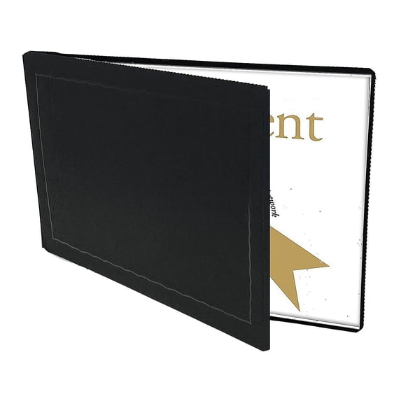 (10 pack) Premium ATLAS Black Certificate Folder 11x8one-half inch frame w border and acetate cover sold in 10 s - 8.5x11