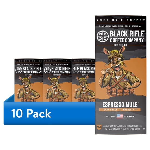 (10 pack) Black Rifle Coffee Company Espresso Mule Dark Roast Espresso Capsule Pods, 10 Ct
