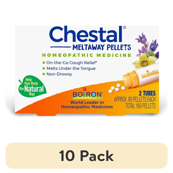 (10 pack) Boiron Chestal Pellets, Homeopathic Medicine for Cough & Mucus Relief, Chest Congestion, Dry, Fitful Cough, 2 x 80 Meltaway Pellets, 160CT