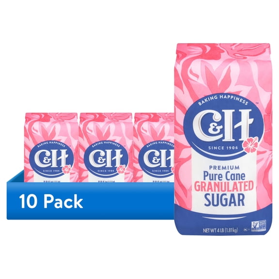 (10 pack) C&H Premium Pure Cane Granulated Sugar, 4 lb