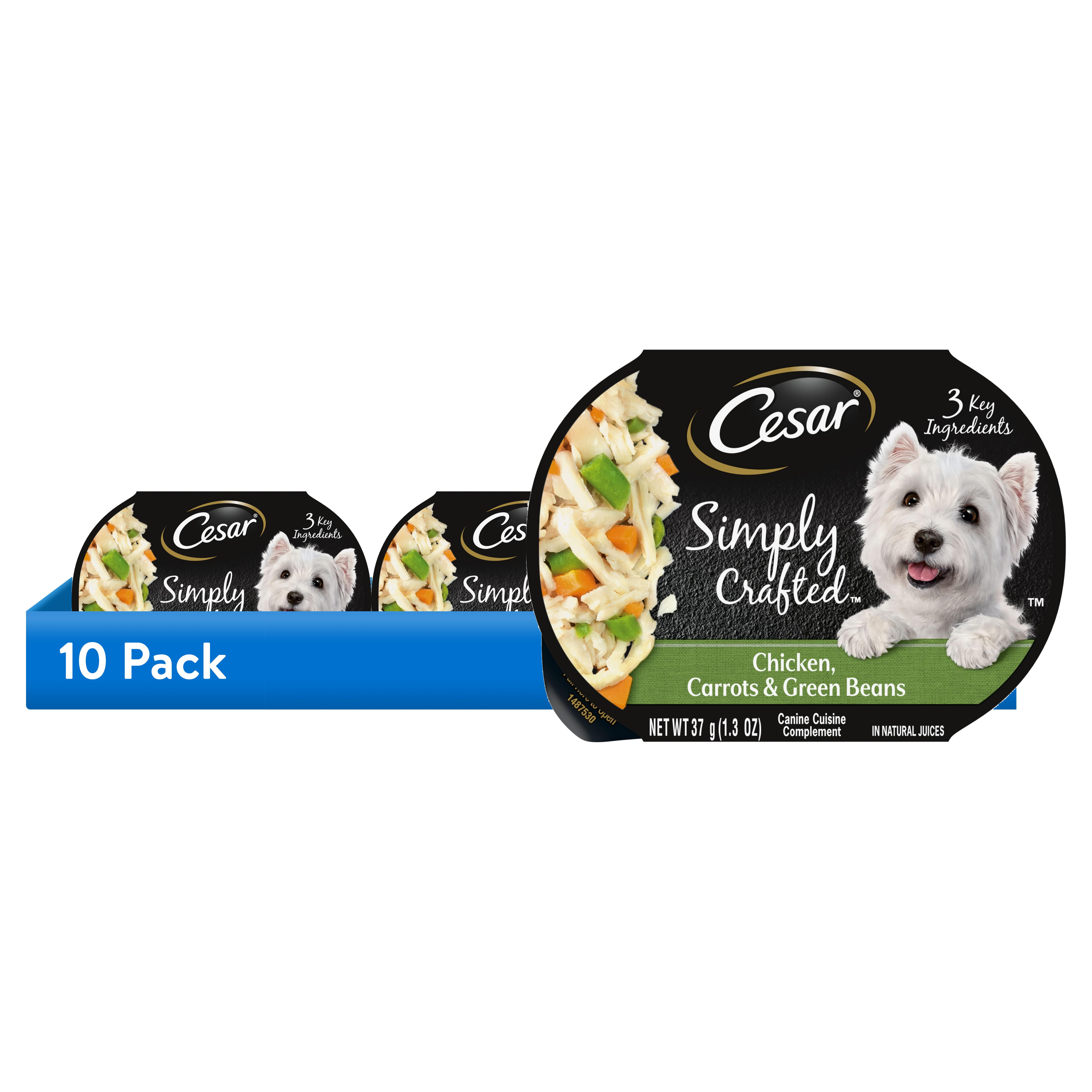 10 pack) Cesar Simply Crafted Chicken, Carrots & Green Beans Wet