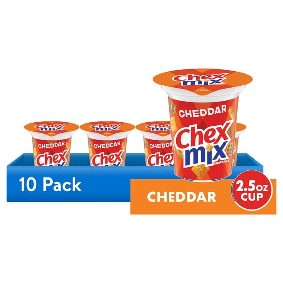 (10 pack) Chex Mix Cheddar Flavored Snack Mix, Snack Cup, 2.5 oz
