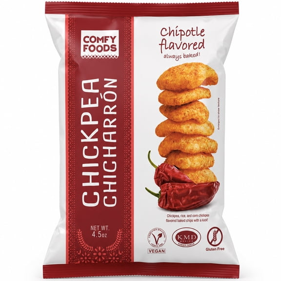 Comfy Foods Chickpea Chicharron, Gluten Free Chickpea Chips, Chipotle Flavor, 4.5 oz, 10 pack
