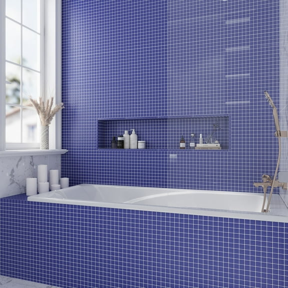 10 pack Cobalt Blue 11.8 in. x 11.8 in. 1x1 Matte Finished Glass Mosaic Floor and Wall Tile (9.67 sq. ft./Case)